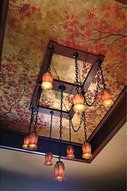 leaves on the ceiling remind of the famous Japanese season of red maples