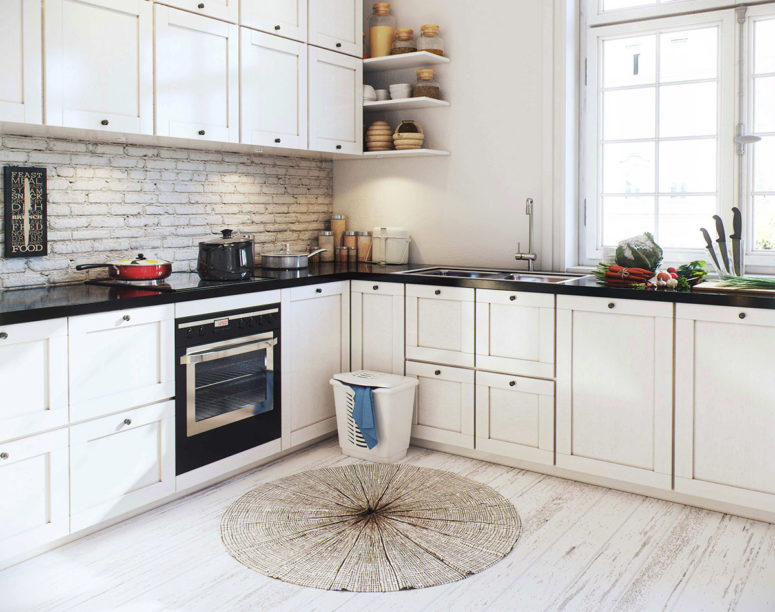 Textiles and bricks add texture and make the design cooler