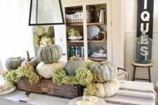 12 vintage wooden crate with pumpkins and hydrangeas