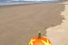 13 star fish carvings on a pumpkin to highlight your beachside location