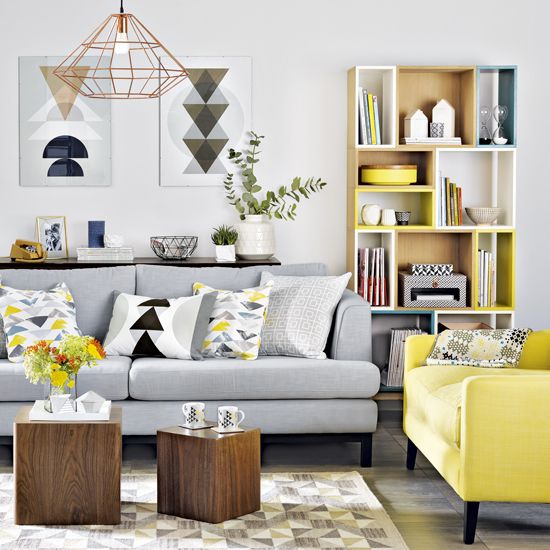 Grey couch yellow pillows clearance