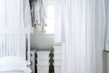 21 a sheer curtain may easily hide a closet space and make your sleeping zone more private