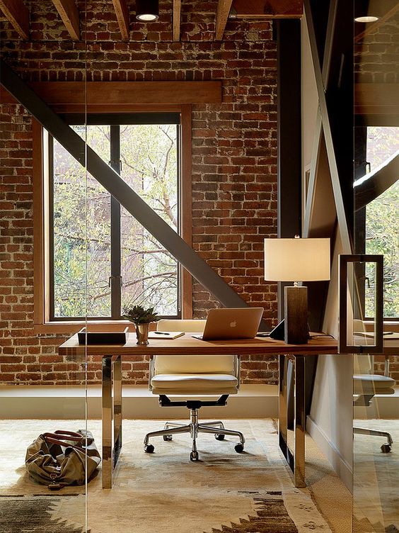 34 Home Office Designs With Exposed Brick Walls