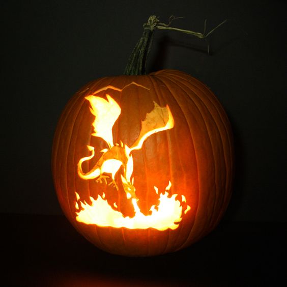 gorgeous dragon pumpkin for book worms