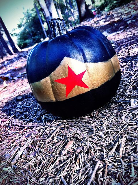 Wonder Woman painted pumpkin for fans