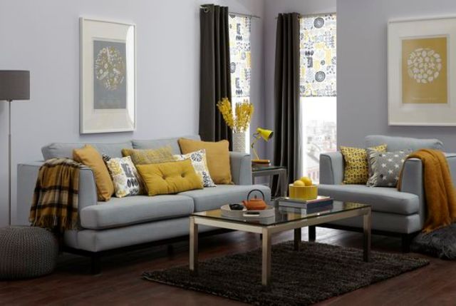 41 Stylish Grey And Yellow Living Room Décor Ideas - DigsDigs