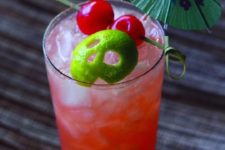 25 Beachcomber’s Zombie cocktail with a skull cut of a lime