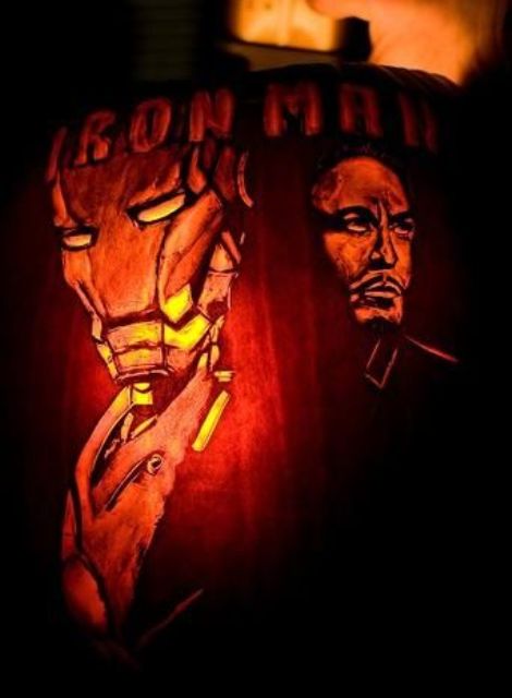 Iron Man pumpkin carving