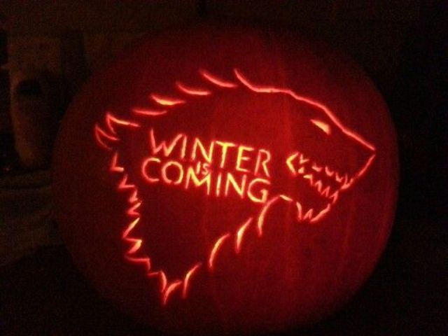 WINTER IS COMING from Game of Thrones Halloween nerdy pumpkin carving