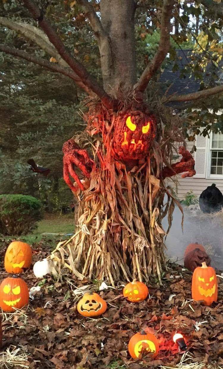 turn a tree into a scary monster that is ready to eat your guests' heads