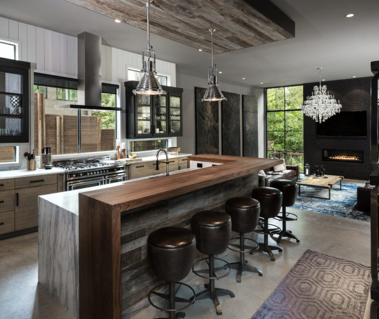 a kitchen island could feature two waterfall countertops at once (Rosewood Custom Builders)