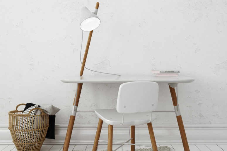 BEA workspace by MONO SOLO Design is space saving because it has just two legs and a dynamic look