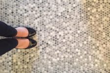 02 gray speckled penny tile floor is a cool neutral idea that fits many styles