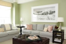 02 very light grey sofas and green walls look cozy and family-friendly