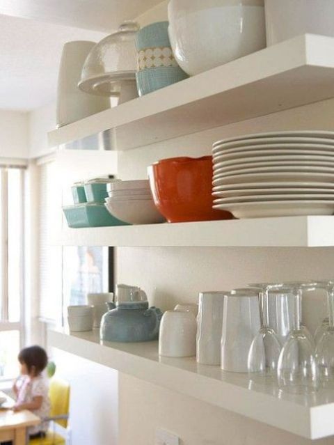 displaying dinnerware on Lack shelves is a good idea