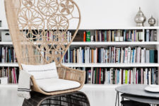 06 A woven boho chair stand out from this white glazing