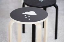 06 cover the stools with chlakboard paint to let your kids chalk on them