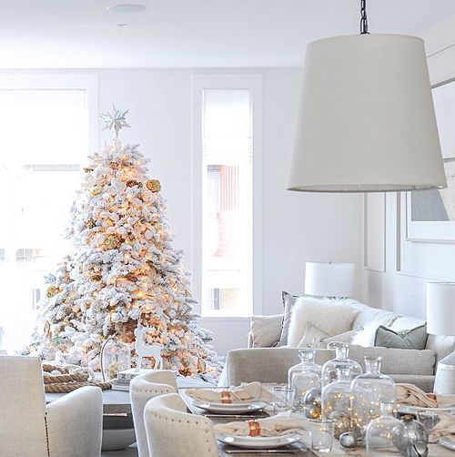 glam white tree with lights and gold ornaments