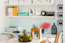 08 sneak in a mini-home office in the kitchen with Lack shelves