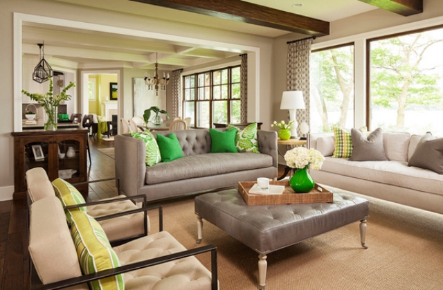 various shades of grey with green accents that anchor the natural world around
