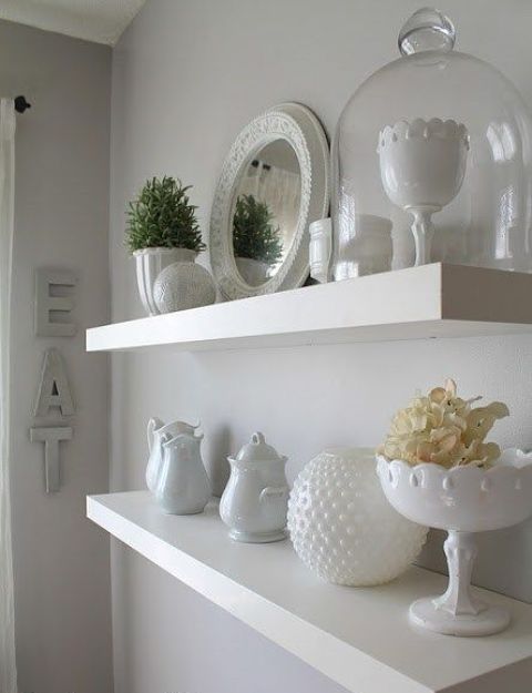 dining room display on Lack shelves