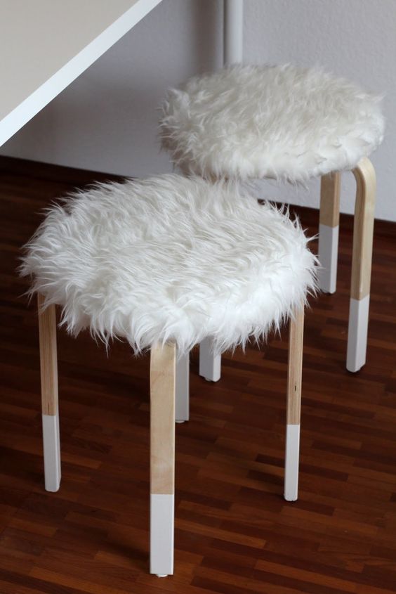 faux fur covers for IKEA Frosta stools for cold seasons