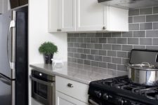 12 modern white kitchen with grey subway tiles for a contrasting look