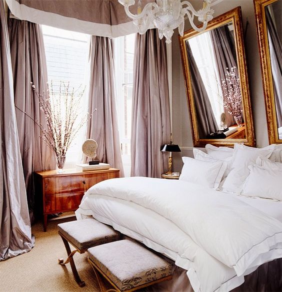 6 Tips And 33 Ideas To Design A Romantic Bedroom Digsdigs Luxurious Bedroom With Pink Curtains And White Bedding