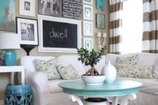 15 neutral beige room splashed with blue and turquoise