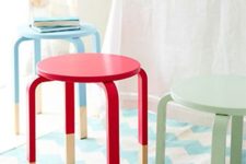 17 spruce up IKEA Frosta stools with bold colors using color block technique