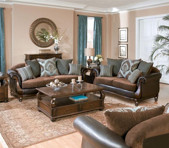 33 Cool Brown And Blue Living Room Designs