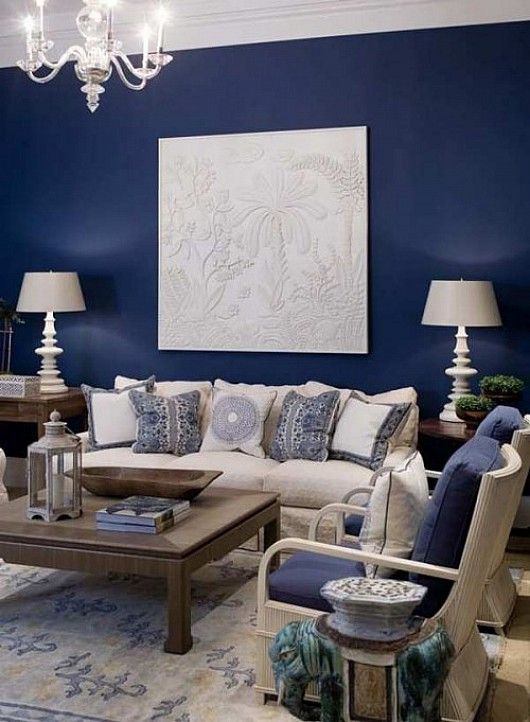 Navy Blue And Cream Weed Living Room Ideas