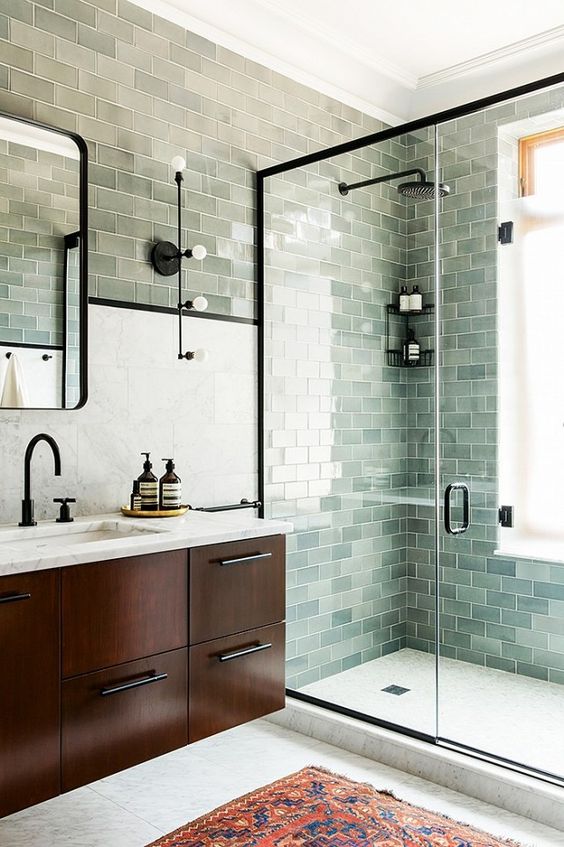 Chic Subway Tiles Ideas For Bathrooms, Colored Subway Tile Bathroom