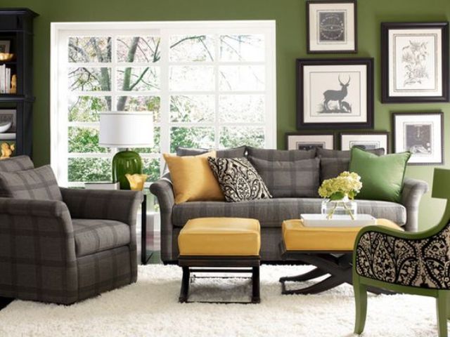 Green Yellow And Gray Living Room