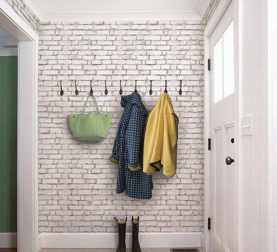white brick peel and stick wallpaper will let you add style without many efforts
