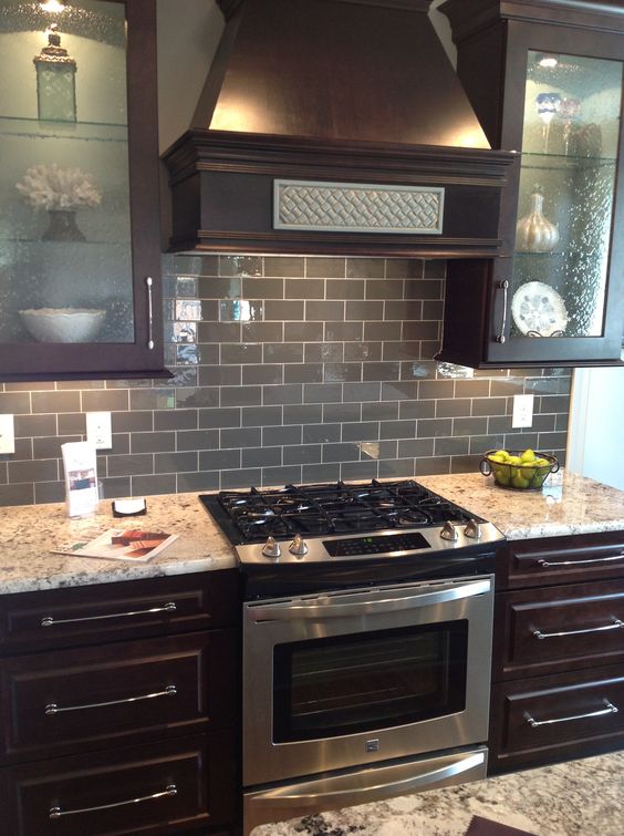 Subway Tile 2x4 Glossy Grey Beveled Mineral Tiles