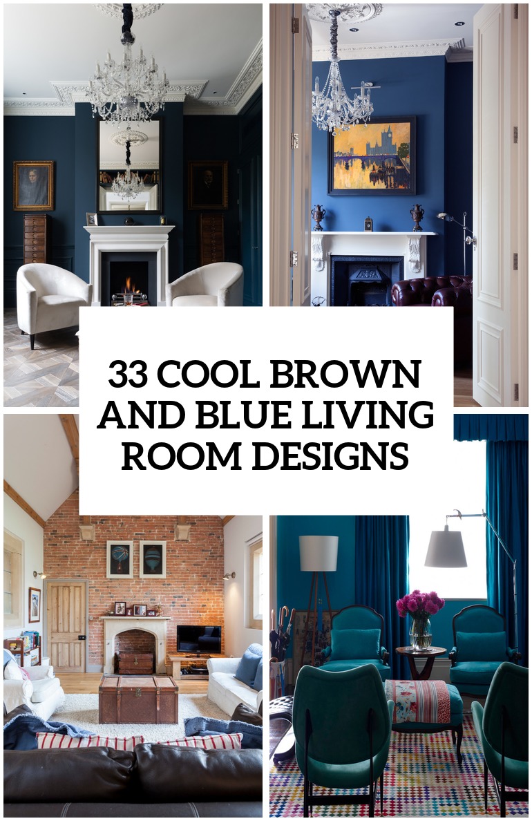 coole braune und blaue Wohnzimmer-Designs