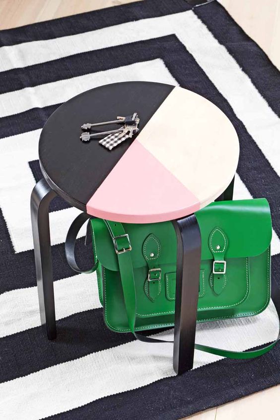 little paint makes a big difference - color blocking with pink, black and white