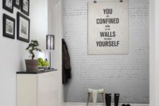 28 light grey wall made with wallpaper for a modern entryway