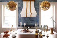 30 art deco kitchen with blue subway tiles of different shades