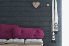 30 black brick wall made up with wall panels decorated with wooden pieces