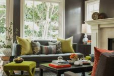 30 shades of grey living room with lime green accents for a spring-inspired ambience