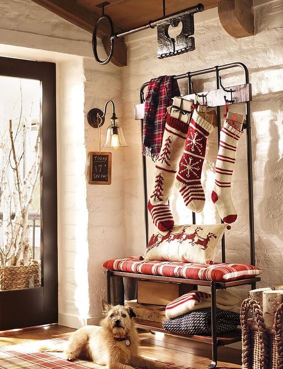 oversized knit stockings in red and white