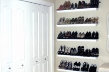 38 Lack shelves for shoe storage in the closet