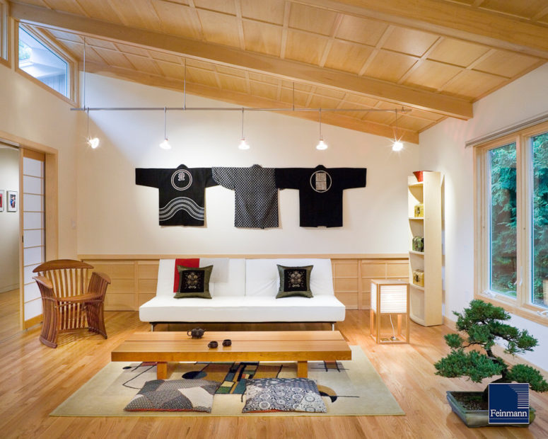 A living room inspired by a Japanese "scholar's study". (Feinmann, Inc.)
