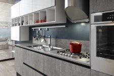 01 Bijou kitchen by Aran features glass, stone, laminate and porcelain as the most practical surfaces