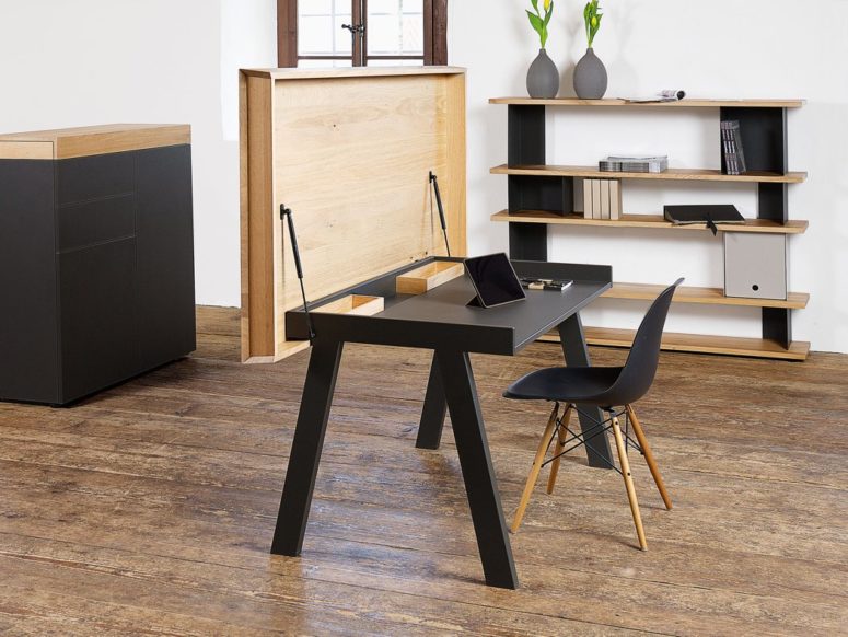 Convertible Celerina Table For Dining And Working Digsdigs It Easily Transforms Into A Desk With Magnetic Boards Cable Management System