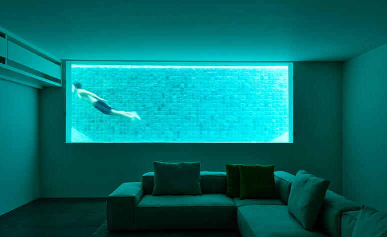 Modern Singapore Home With Impressive Swimming Pool Finally, a third volume connects the driveway with the foyer and a guest-room and garden and impressive swimming pool