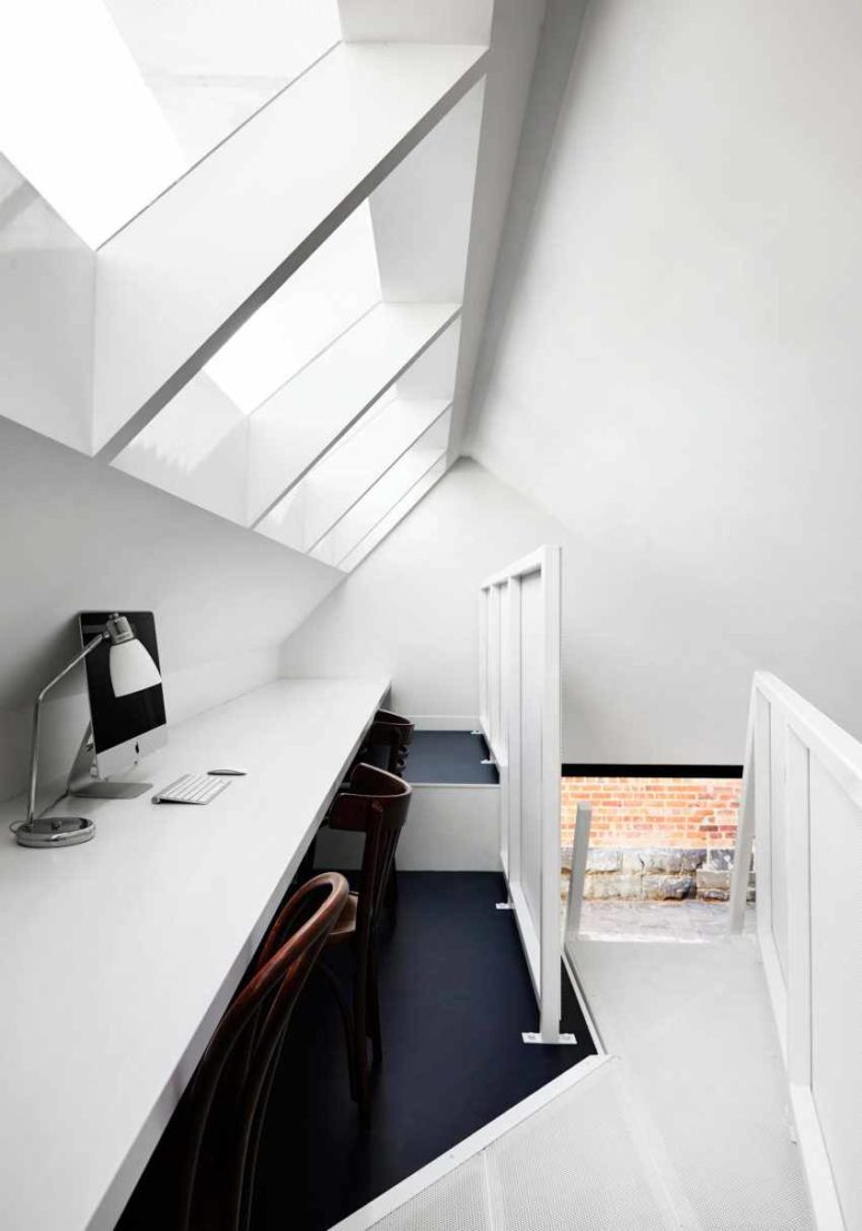 attic workspace A small attic workspace is above the kitchen, and here you won't see any bold shades