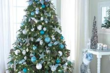 12 light blue and white Christmas tree decor